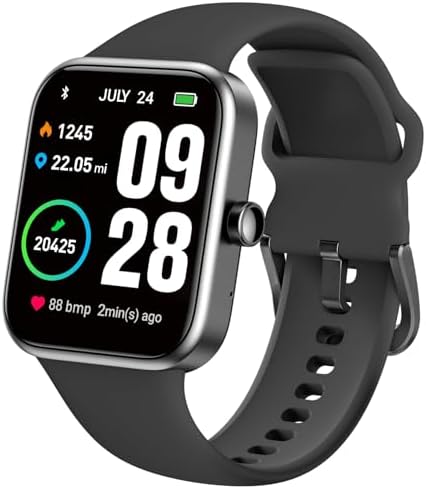 TOZO Smart Watch Alexa Built-in Fitness Tracker with Sleep Monitor, 5ATM Waterproof HD Touchscreen for Men Women Compatible with iPhone&Android Black by TOZO