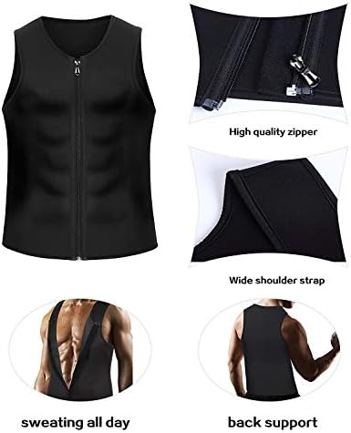 CORATED Men Sauna Vest Sweat Waist Trainer Zipper Hot Neoprene Tank Top Corset Compression Body Shaper Sauna Shirt Workout - Image 2