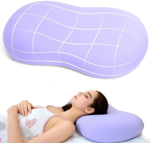 Memory Foam Pillows - Cervical Neck Pillows for Pain Relief, Ergonomic Contour Pillow for Side Back Stomach Sleepers (Purple) by KeepmovMemoryFoamPillow