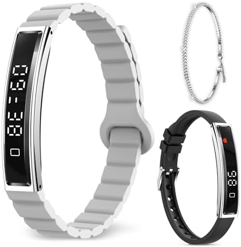 Efolen Smart Bracelet for Women,Ultralight Fitness Tracker Smart Wristband with Heart Rate/Blood Oxygen/Sleep Monitor/Pedometer,Slim Smartwatch for Android iPhone,Activity Tracker,2 Band,Silver by Efolen