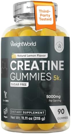 WeightWorld Sugar Free Creatine Monohydrate Gummies 5g | 90 Ct, 30 Servings by WeightWorld