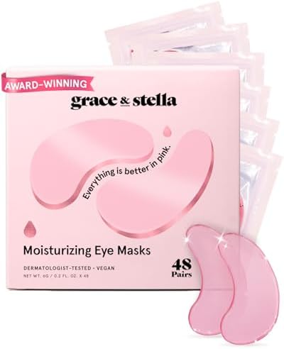 grace & stella Award Winning Under Eye Mask - Reduce Dark Circles, Puffy Eyes, Undereye Bags, Wrinkles - Gel Under Eye Patches - Birthday Gifts for Mom - Vegan Cruelty-Free (48 Pairs, Pink) by GraceStella