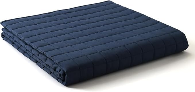 YnM 25lbs Weighted Blanket for Adults, Cotton Heavy Bed Throw Blanket with Cooling Glass Beads for All Season Use, Ideal for One Person of 240lbs (60x80 Inches, Queen Bed, Navy) - Image 4