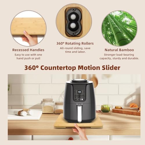 360°Rolling Tray Bamboo Kitchen Appliance Slider for Coffee Maker Pot - Image 4