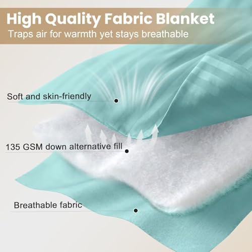 downluxe Queen Size Blanket with Satin Trim, Lightweight Down Alternative Blankets Queen Size for All Season, Machine Washable (Mint Green, 90x90 Inch) - Image 4