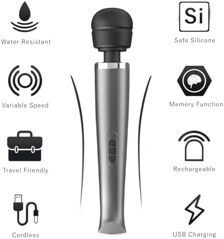 Therapeutic Cordless Massager - Powerful Massage Tool Handheld 8 Speeds 20 Patterns - Rechargeable Hand Massagers for Sore Muscles - Hand Held Massage Tool for Neck & Back - Image 6