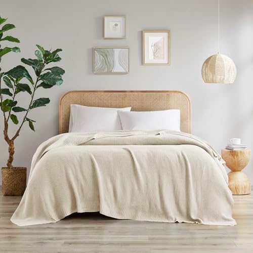 INK+IVY Bree Knit All Season Blanket Lightweight for Summer, Twin, Ivory - Image 2