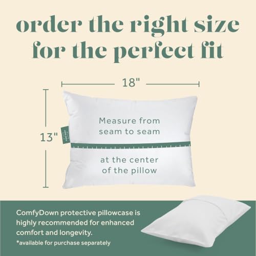 ComfyDown 800 Fill Power European Goose Down Travel Pillow – Egyptian 300 Thread Count 100% Cotton Cover, Neck Support for Plane, Car & Home, Made in USA, 12x16, Medium - Image 2