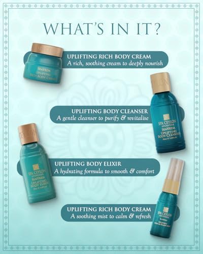 Spa Ceylon SeaVeda Uplifting Discovery Set – 4-Piece Ayurveda Bath & Body Gift Set with Marine Actives, Spearmint, Patchouli & Moringa – Body Cleanser, Body Elixir, Rich Body Cream & Pillow Mist - Image 4