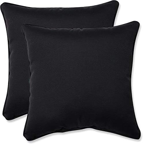 Pillow Perfect Fresco Solid Indoor/Outdoor Throw Pillow Plush Fill, Weather and Fade Resistant, Throw - 18.5" x 18.5", Black, 2 Count by PillowPerfect