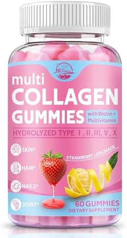 Nature's live Multi Collagen Peptides Gummies, Type I, II, III, V, X by NaturesLive