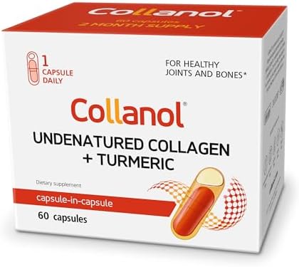 Collanol - Innovation in The Care of Healthy Joints – Liquid Formula in a Double Capsule. 3D Collagen + Micelle Extract of Turmeric Roots 1 Capsule/Day. Laboratory Tested by Collanol