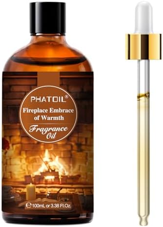 PHATOIL 3.38FL.OZ Fireplace Embrace of Warmth Fragrance Oils for Aromatherapy, Essential Oils for Diffusers for Home, Perfect for Diffuser, Yoga, Skin Care, DIY Candle and Soap Making - 100ml by PHATOIL
