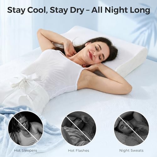 Elviros Cooling Memory Foam Neck Pillow Cervical Bed Pillow - Image 4