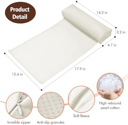 WdFour Velvet Neck & Head Pillow for Recliner Chair, Small Ergonomic Cervical Support Pillow for Home, Office and Travel, Non-Slip Cushion for Tension Relief & Shoulder Comfort (Ivory) - Image 3