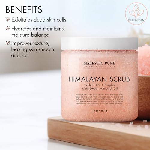 Majestic Pure Himalayan Salt Body Scrub, Lychee Oil Exfoliant, 10 Oz - Image 3