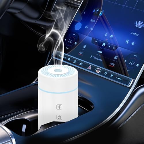 SEEDSEEL 100ML Car Essential Oil Diffuser, Rechargeable Battery Powered, Cordless Portable Diffuser with 7 LED Color Changing Lights for Travel (White) by SEEDSEEL