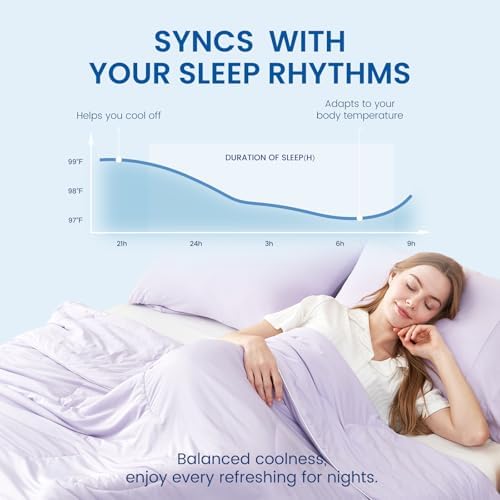Cozy Bliss Cooling Comforter Twin Size, Reversible Lightweight Cooling Blankets for Hot Sleepers and Night Sweats, Q-Max>0.45 Soft Breathable Silky Smooth Summer Comforter, Lavender Purple, 68"x90" - Image 3