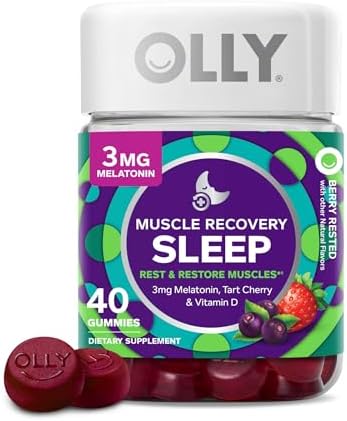 OLLY Muscle Recovery Sleep Gummies, Sleep and Sore Muscle Support, 3mg Melatonin & Extra Strength Daily Energy Gummy, Caffeine Free, 1000mcg Vitamin B12, CoQ10, Goji Berry - Image 2