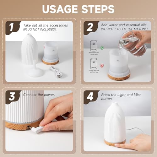 URPOWER 150mL Essential Oil Diffuser Small Scent Diffuser for Home - Image 4