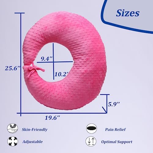 BBL Pillow After Surgery for Butt Sleeping, Brazilian Butt Lift Pillow Post Surgery Recovery for Sitting Sleeping Driving Donut Pillow for Woman Lumbar Back Cushion Seat Foam (Pink Dot) - Image 2