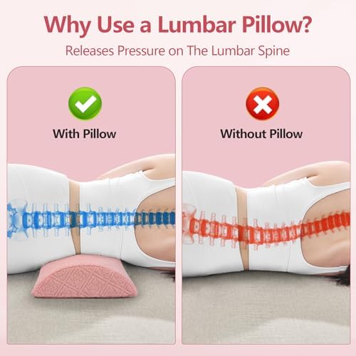 Cozyhealth - 3.15" H*23.6" L - Soft Lumbar Pillow for Sleeping, Memory Foam Back Lumbar Support Cushion for Lower Back Pain Relief Bed Waist Sleep Support Pillow for Side, Back Sleepers (Pink, Large) - Image 4