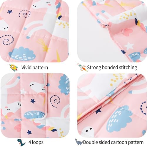 Pink Unicorn Weighted Blanket 2lbs Small Weighted Lap Pad Gifts, 19"x21" - Image 6
