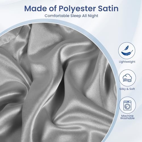 Satin Pillowcase for Cervical Pillows, (Cover Only) Fit for Orthopedic Neck Support Pillow, Silky Smooth Pillowcase Cover with Zipper Closure (Gray) - Image 4