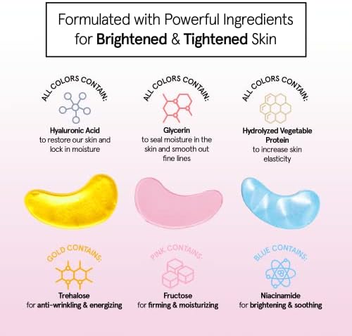grace & stella Under Eye Mask - Reduce Dark Circles, Puffy Eyes, Undereye Bags, Wrinkles - Gel Under Eye Patches, Bulk Gifts for Women - Vegan Cruelty-Free Self Care (72 Pairs, Gold, Pink, & Blue) - Image 2