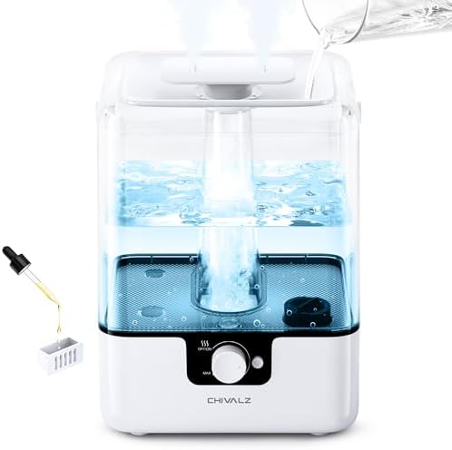 CHIVALZ 6L Humidifiers for Bedroom, Cool Mist, 26dB, 50H Runtime, White by CHIVALZ