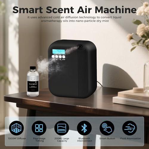 Hotel Collection Diffuser, House Scent Machine, 10000 Sq.Ft of Coverage, 200ml Large Capacity Aromatherapy Machine, Scent Diffusers for Home Large Room, Office Waterless Essential Oil Diffuser, Black - Image 3
