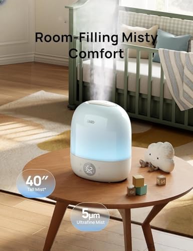 DREO Smart Humidifiers for Bedroom Baby, 30H & 28dB for Nursery | Top Fill Cool Mist Humidifiers, 1500+RGB Lights & Sleep Trainer, Air Humidifier for Plants, HM490，2-pack - Image 5