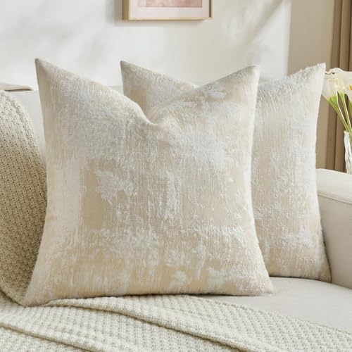 FUTEI Pack of 2 Faux Cashmere Throw Pillow Covers 20x20 Inch, Yellow White by FUTEI