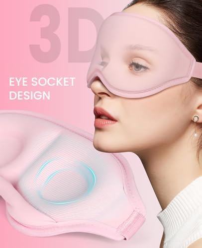 Sleep Mask for Side Sleeper Women Men, Light Blocking Eye Mask for Sleeping, 3D Contoured Cup Sleeping Mask for Zero Eye Pressure, with Adjustable Elastic Strap for Sleep Travel, Black - Image 4