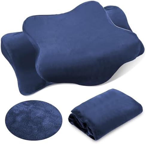 Hahafelt Cervical Neck Pillow Case Plush with Zipper, Navy Blue, Queen Size by Hahafelt