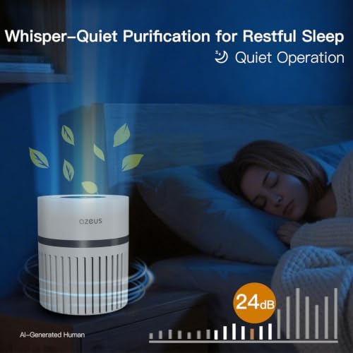 AZEUS Air Purifier for Bedroom & Home, True HEPA Filter, 430 Sq.Ft Coverage, Portable Desktop Air Cleaner —Ideal for Smoke, Pet Dander, Dust & Odors, White - Image 4