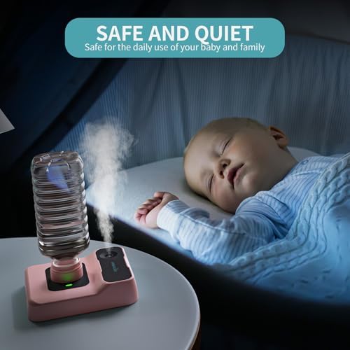 Travel Humidifier, Portable Small Humidifier for Plants, Bedroom, Office, Hotel or Car, Battery Operated Mini Cool Mist Humidifiers, Quiet 23dB, Auto-off, Night Light and BPA-Free, Pink - Image 6