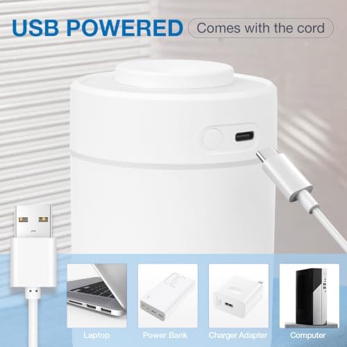 Mini Humidifier, Small Cool Mist Humidifier USB Personal Portable Quiet Table Desktop Humidifiers for Cooling Home Office Car Summer Travel (180ml, White Grey) - Image 5