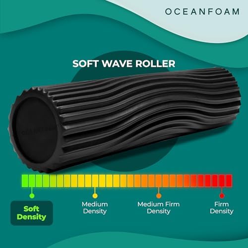 Oceanfoam Soft Tidal Roller (Black) - Low Density Foam Roller for Physical Therapy, Back Pain, Excercise & Stretching - Wave Textured - Yoga, Athletics, & Wellness - Full Size, 20" x 5" - Image 5