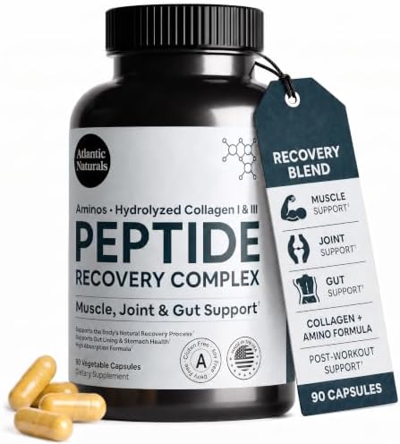 Peptide Recovery Complex – Advanced 157 Recovery Blend with Hydrolyzed Collagen Peptides & Amino Acids | Muscle, Joint & Tissue Support for Men & Women | Post-Workout Flexibility | 90 Capsules by AtlanticNaturals