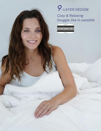 YnM Weighted Blanket Queen 20lbs, The Heavy Oversized Weighted Comforter, Warm & Fluffy Throw (White, 20lbs, 90" Lx90 W) - Image 5
