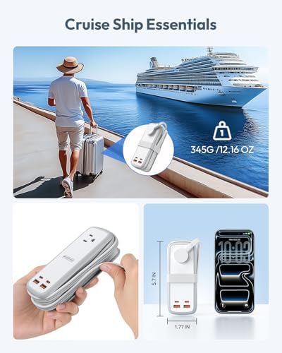 NTONPOWER 100W GAN Ultra Travel Power Strip, 7-in-1 USB C Charging Station with 3 Outlets 4 USB (2 Fast Charge)& 5ft Extension Cord, Compact Desktop Charger for MacBook, iPhone, Cruise, Office, White - Image 5