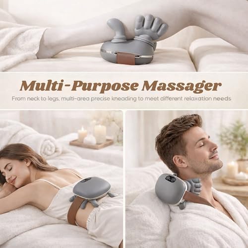 LIVINGPRO Neck & Shoulder Massager with Heat, Deep Tissue Shiatsu with Bionic Palm 4D Kneading, Simulated Human Hand Massage, 3 Adjustable Intensities, Portable Pain Relief for Home & Office - Image 6