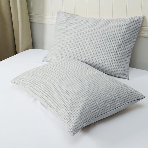 Zaizaihome 100% Egyptian Cotton Waffle Weave Pillowcases King Size 2 Pack - Image 5