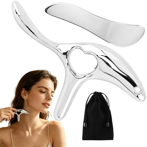 Metal Massage kit, Trigger Point Massage Tool + Gua Sha Muscle Scraper for Deep Tissue Massager, Lymphatic Drainage Massager Fascia Release Tools for Neck, Shoulder, Back, Face(Silver) by Unknown