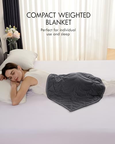 Kaisa Weighted Lap Blanket for Adults, 3 lbs, 23"x29", Leaf Pattern, Gray - Image 3
