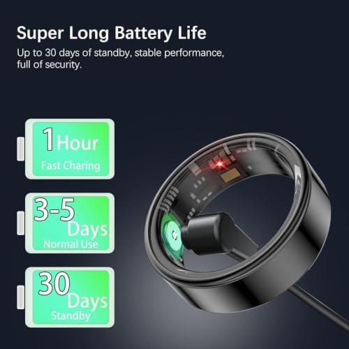 FKGZJF Smart Rings for Women Men, Fitness Ring with Heart Rate, Blood Oxygen, HRV, Stress, Sleep Tracker, Step Tracker, No Subscription Fee, lP68 Waterproof Smart Ring for iPhone & Android (Black 7#) - Image 7