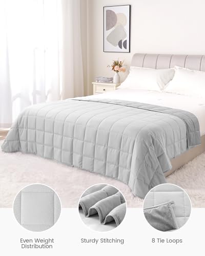 Weighted Blankets 15lbs Twin Size, Soft Cozy Weighted Blanket for Adults, Double-Sided Weighted Blanket for All Season, Heavy Microfiber Cool Blanket with Premium Ceramic Beads, 48 x 72 inches, Grey - Image 5