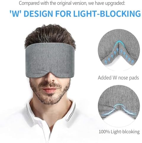 FRESHME Cotton Sleep Eye Mask for Men - Upgrade Design Blackout Side Sleeper Eyes Cover for Night Sleeping, Large Size Wide Soft Travel Airplane Blindfold with Adjustable Velcro Strap for Work Nap - Image 2