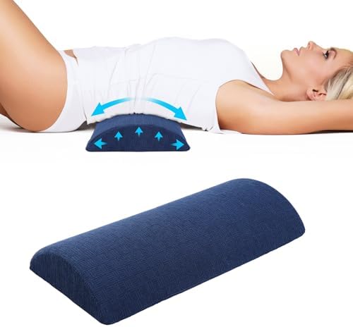 Cozyhealth - 2.95" H*18.7" L - Soft Small Lumbar Pillow for Sleeping, Memory Foam Back Lumbar Support Cushion for Lower Back Pain Relief Bed Waist Sleep Support Pillow for Side, Back(Dark Blue, Small) by Cozyhealth
